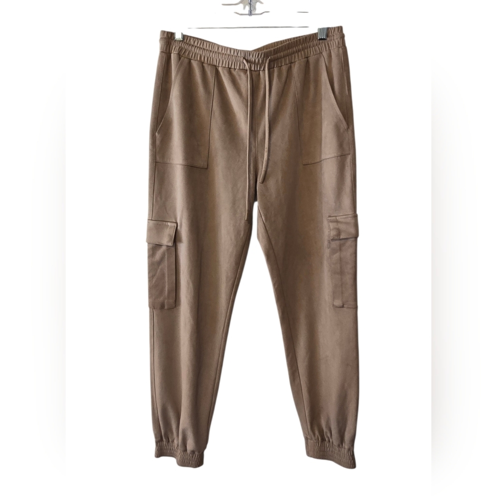 Truth By Republic Suede Stylish Women's Tan Joggers Size M - Picture 4 of 5
